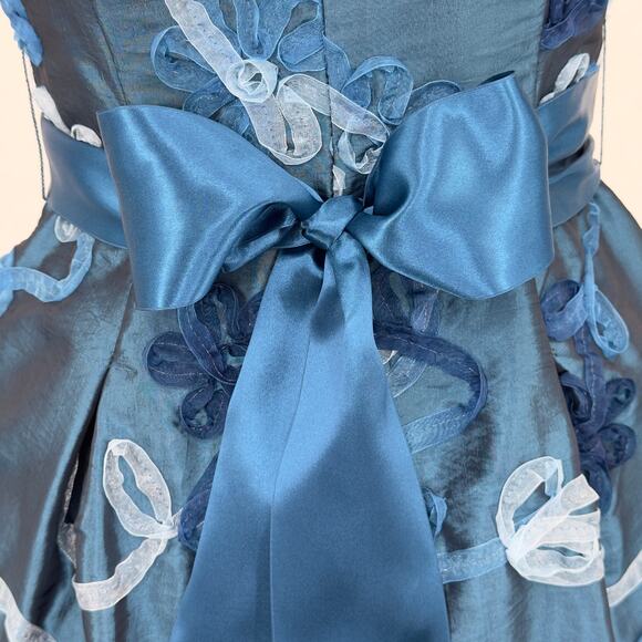 NWT Cache Blue Strapless Bubble Hem Applique Dress Size 2 Y2K Glam Luxe Evening - Picture 4 of 16